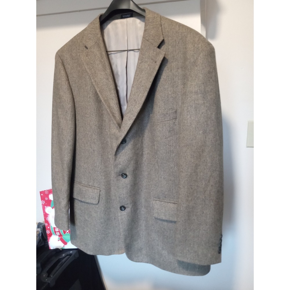 Oscar de la Renta Mens 48R Wool Camel Hair Blazer Brown Sport Coat 3 Button 6613